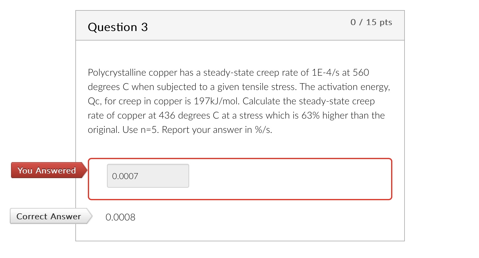 Question 3 0 / 1 5 pts Polycrystalline copper has