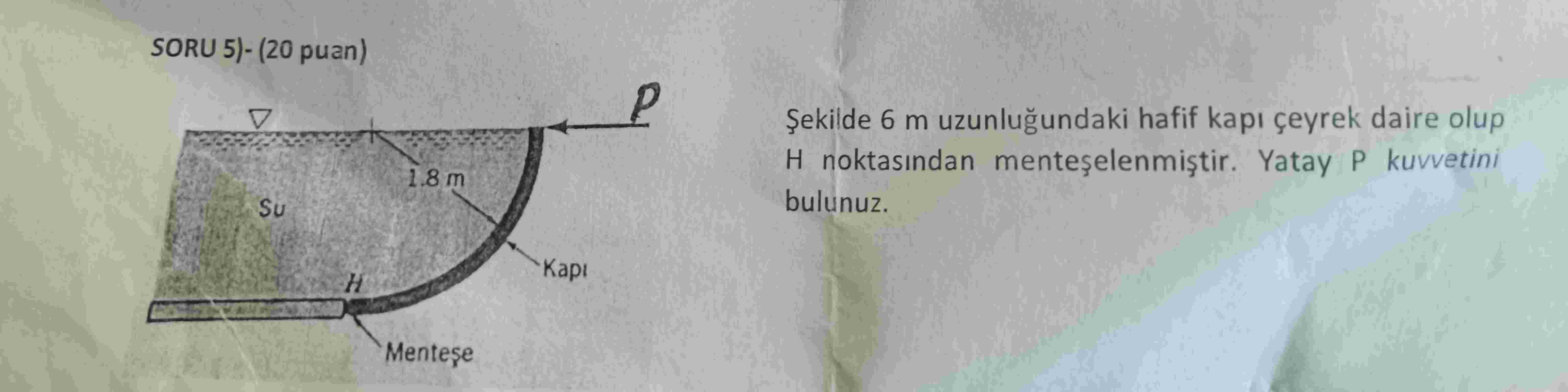 SORU 5 ) - ( 2 0 puan ) ekilde 6 m uzunlu undaki