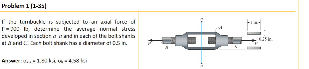 Problem 1 ( 1 - 3 5 ) If the turnbuckle is