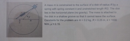 A mass m is constrained to the surface of a disk