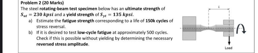 Problem 2 ( 2 0 Marks ) The steel rotating - beam