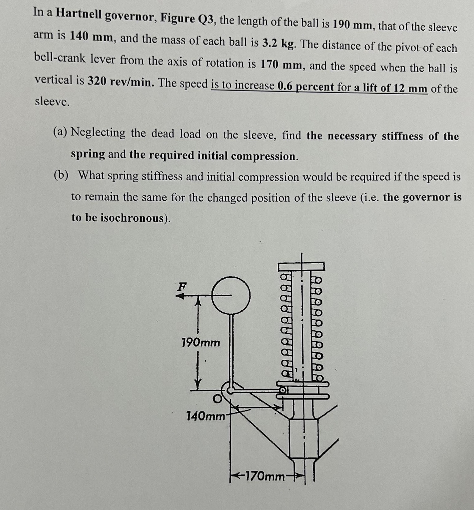 In a Hartnell governor, Figure Q 3 , the length