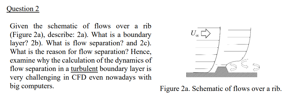Question 2 Given the schematic of flows over a