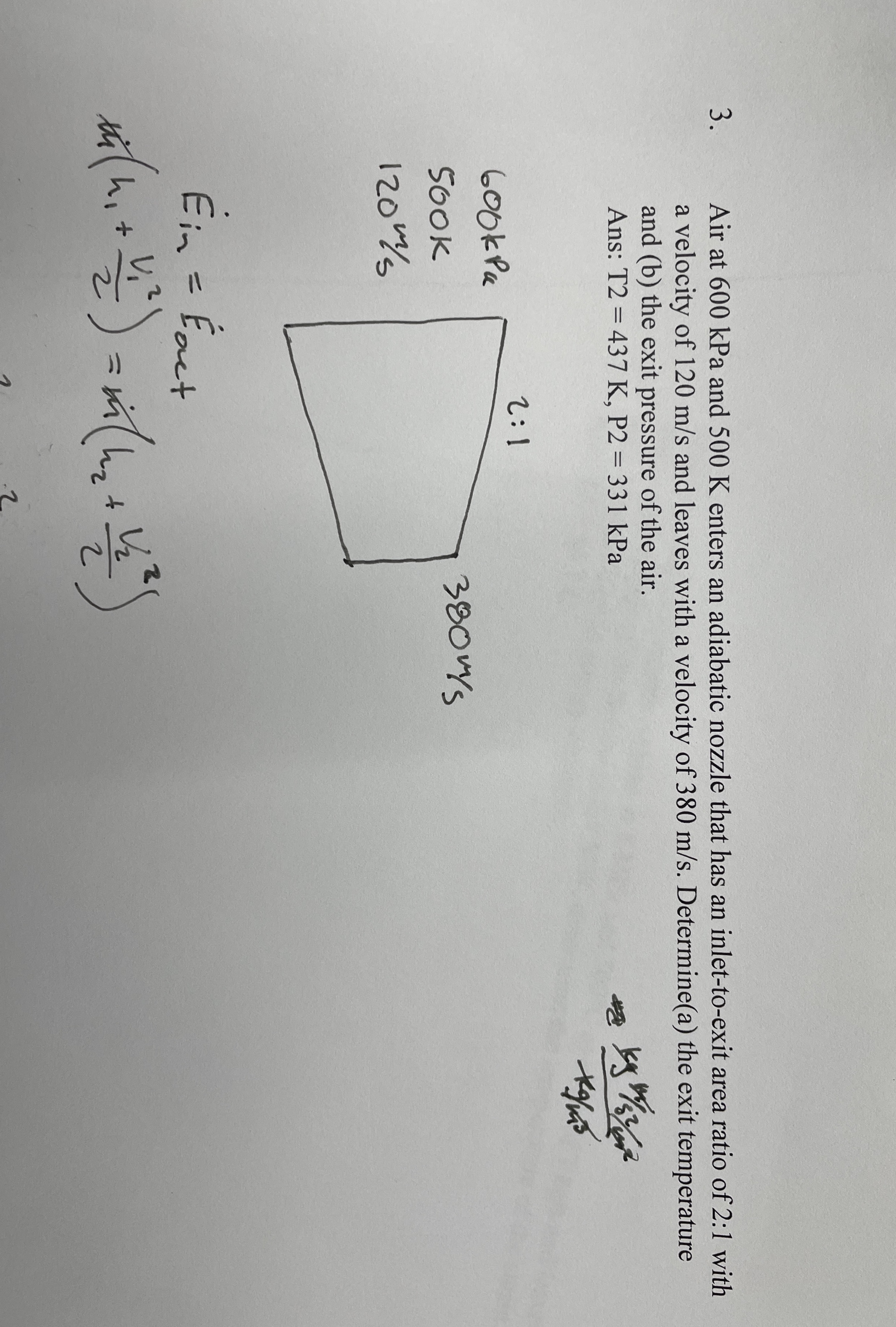 Air at 6 0 0 kPa and 5 0 0 K enters an adiabatic