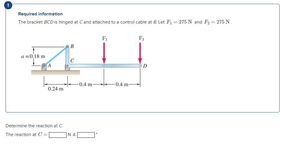 Required information The bracket B C D is hinged