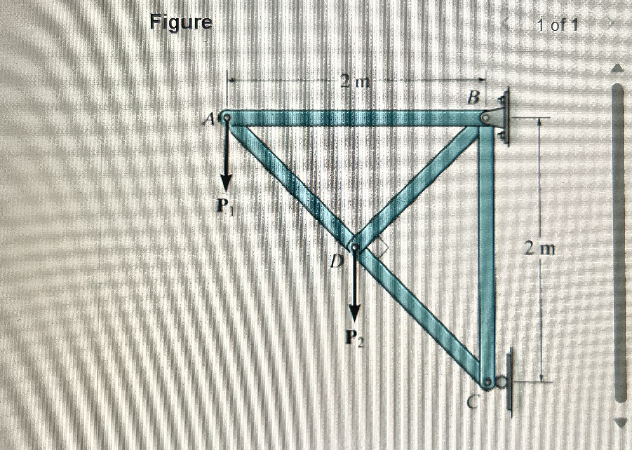 P 1 = 6 . 5 kN , P 2 = 6 . 5 kN Determine the