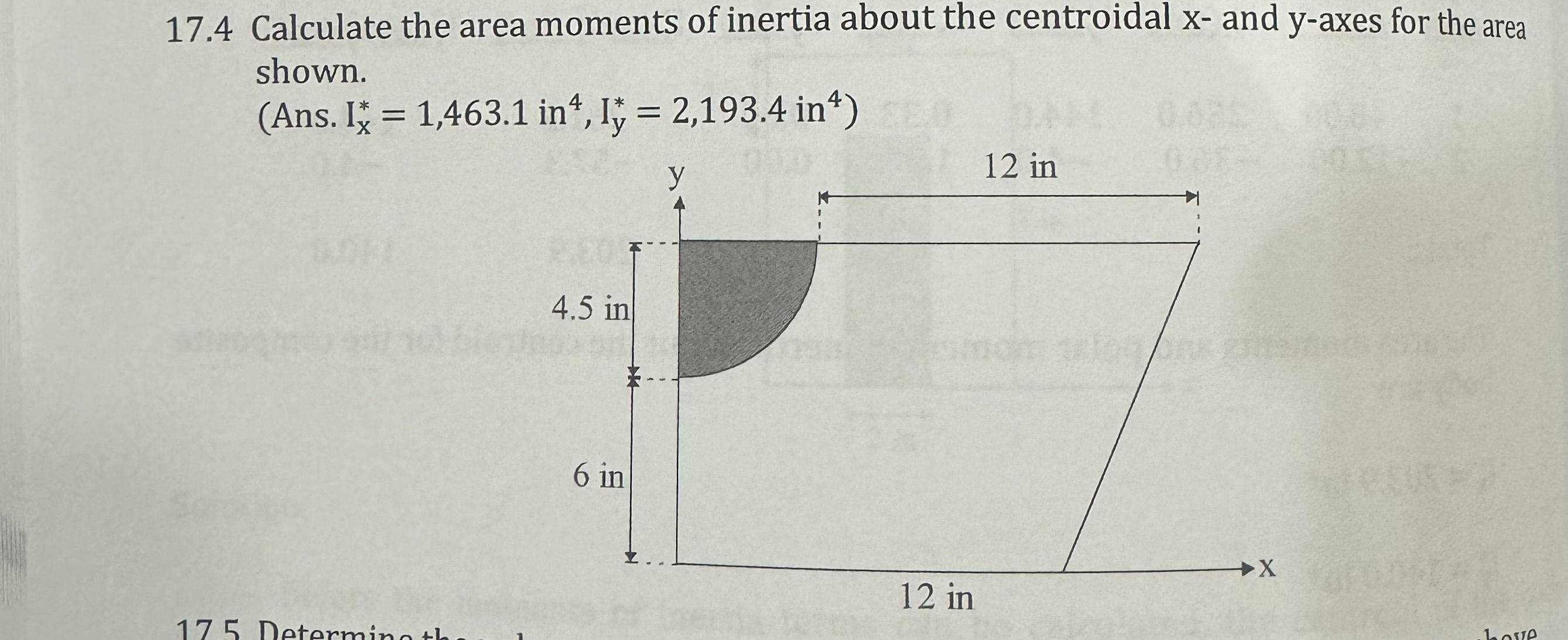 1 7 . 4 Calculate the area moments of inertia