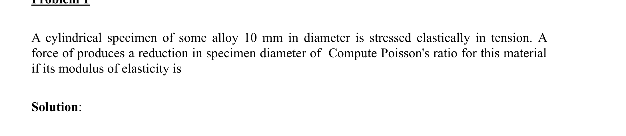 A cylindrical specimen of some alloy 1 0 mm in