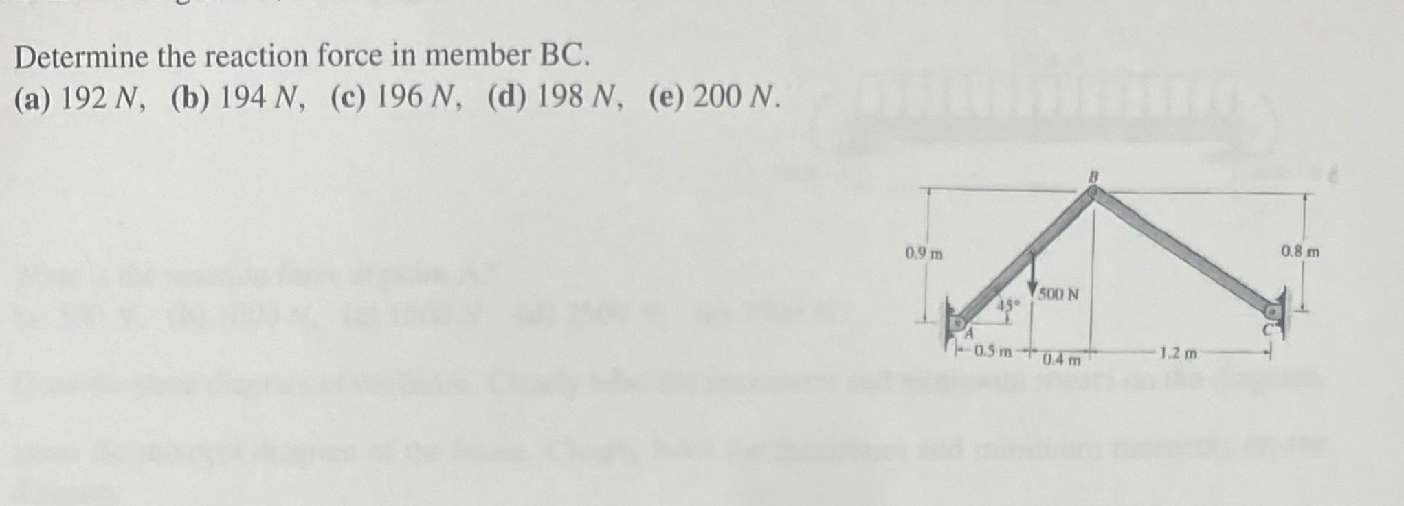 Determine the reaction force in member BC . ( a )