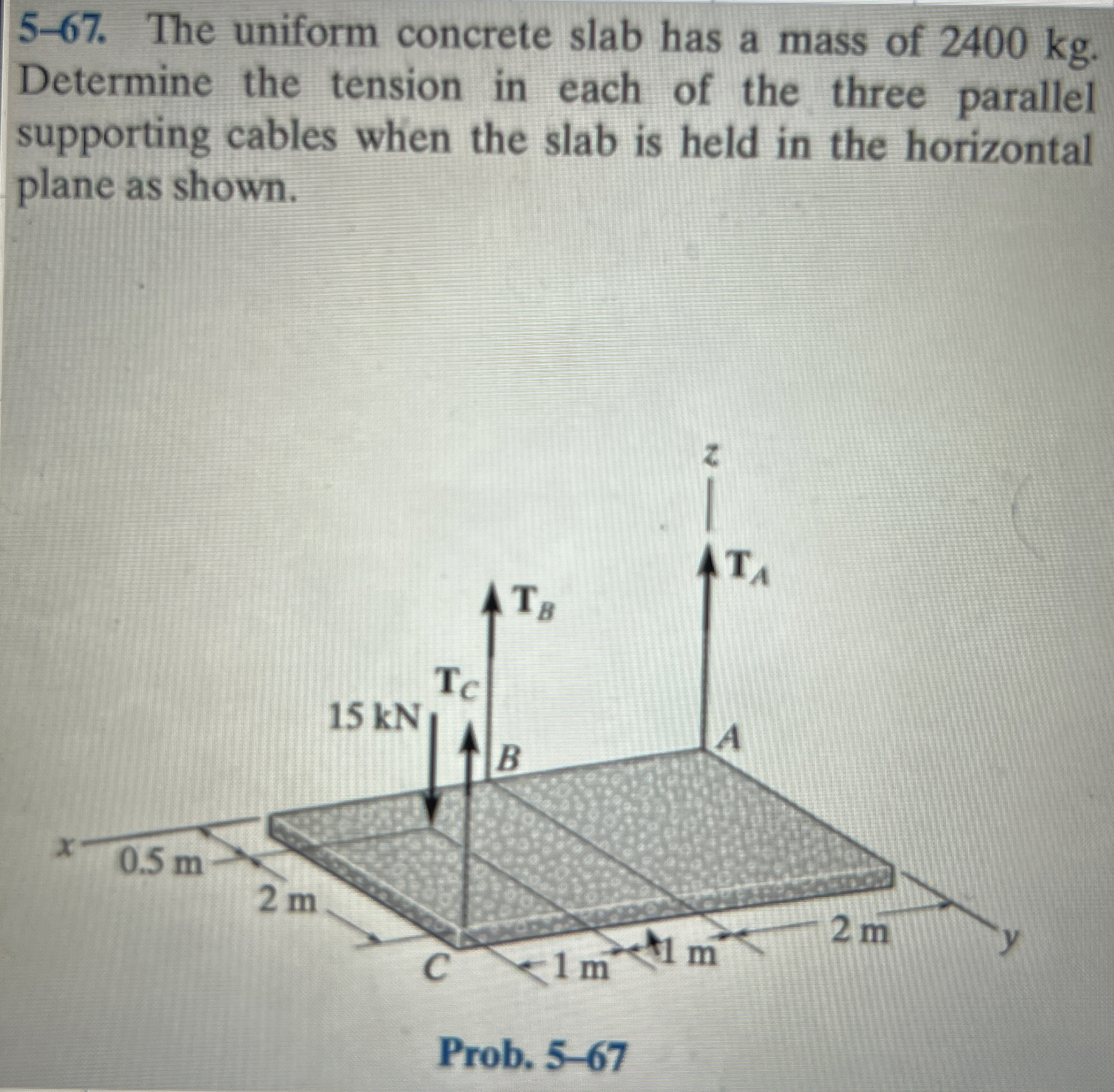 5 - 6 7 . The uniform concrete slab has a mass of