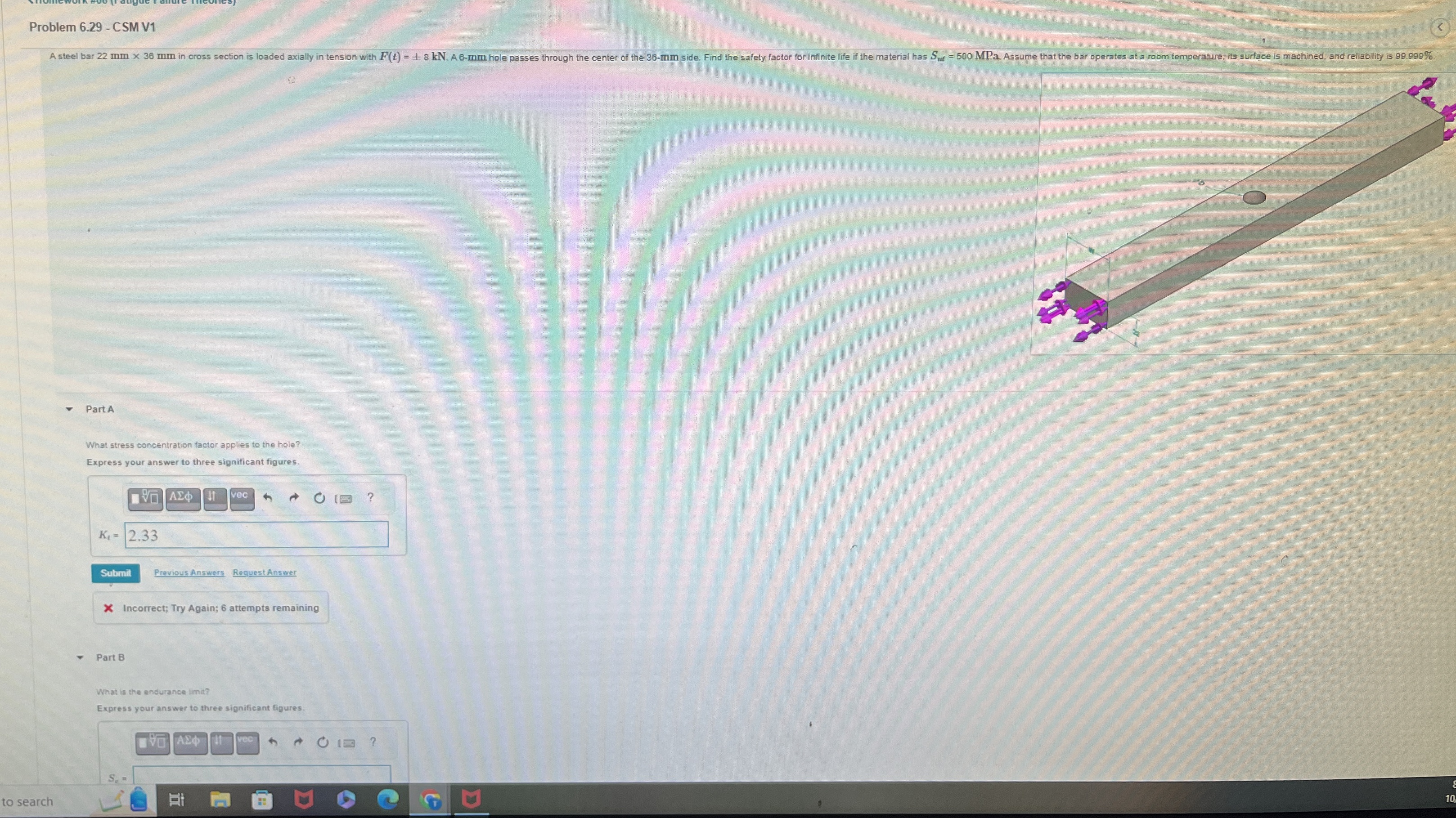 Problem 6 . 2 9 - CSMV 1 4 0 Part A What stress