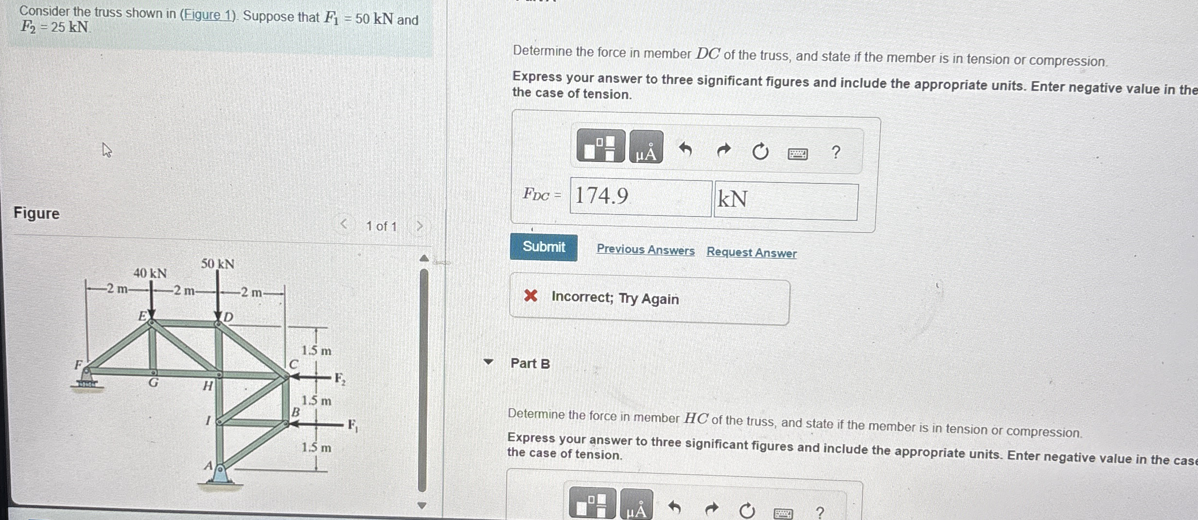 Consider the truss shown in ( Figure 1 ) .