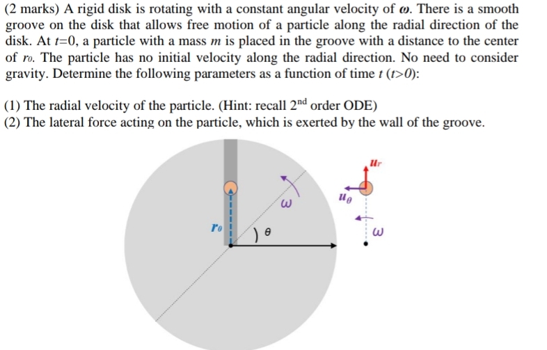 ( 2 marks ) A rigid disk is rotating with a