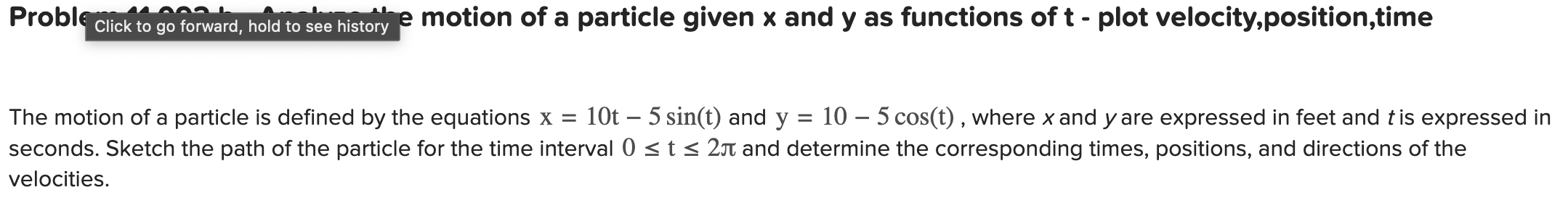 Probl Click to go forward, hold to see history e