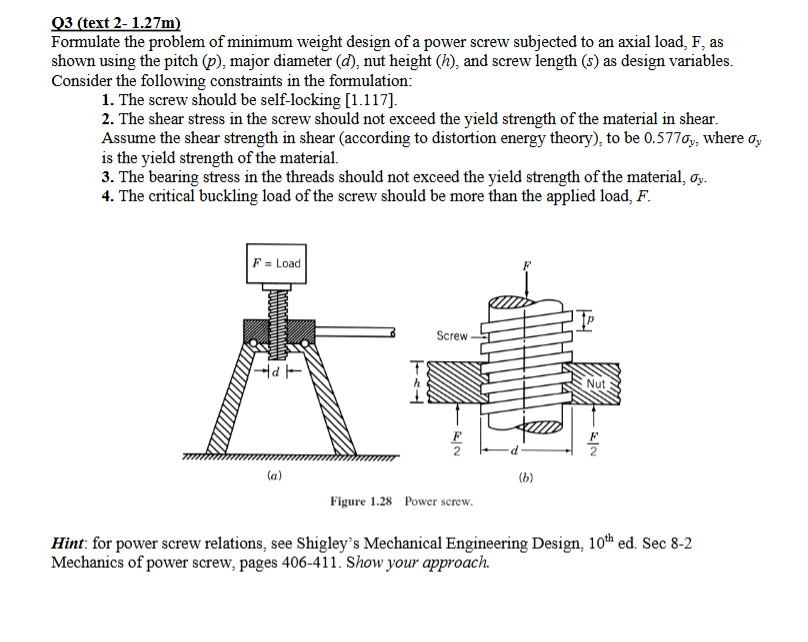 Q 3 ( text 2 - 1 . 2 7 m ) Formulate the problem