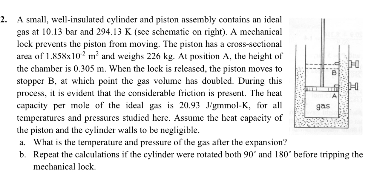 A small, well - insulated cylinder and piston