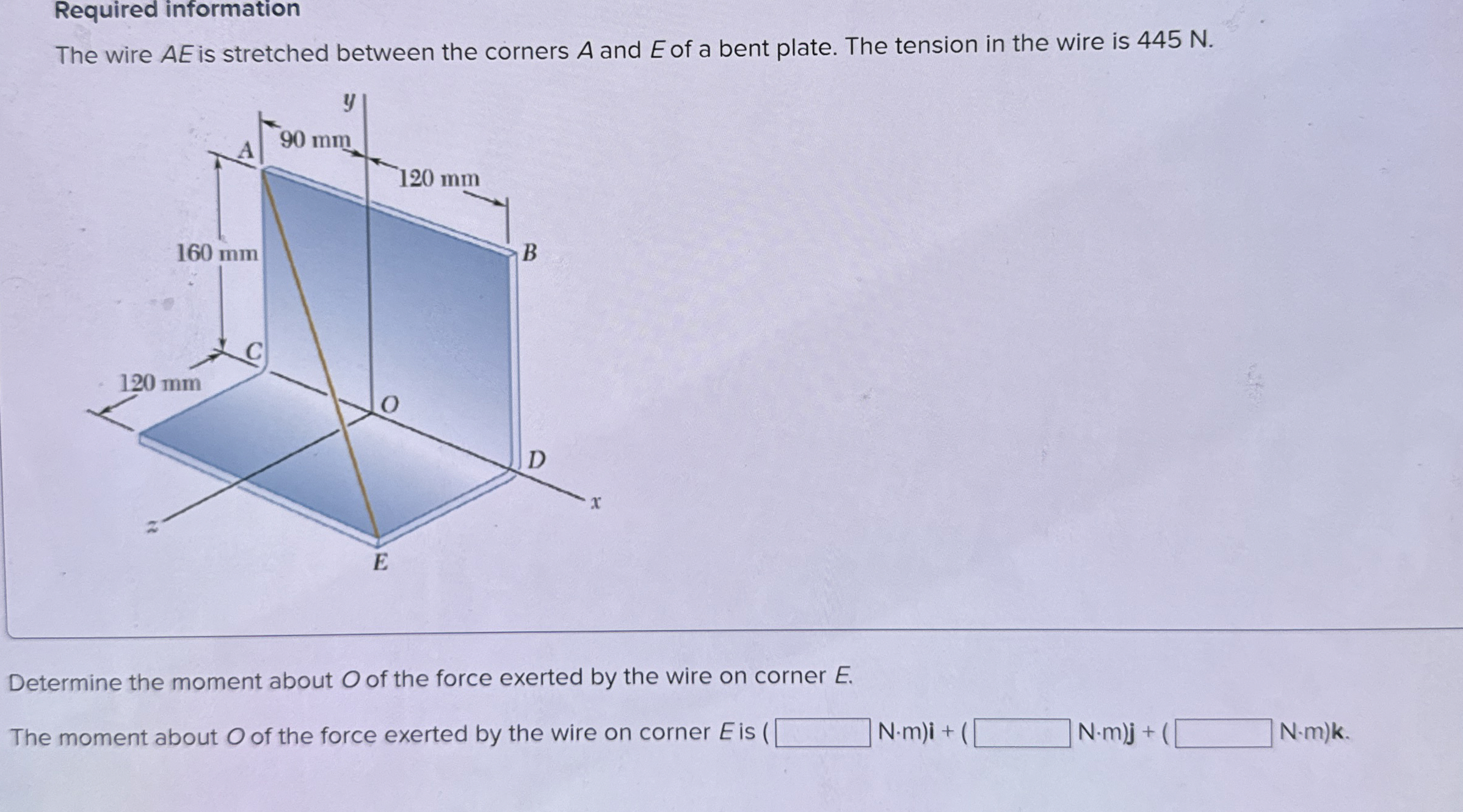 Required information The wire A E is stretched