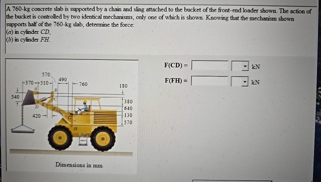 A 7 6 0 - kg concrete slab is supported by a