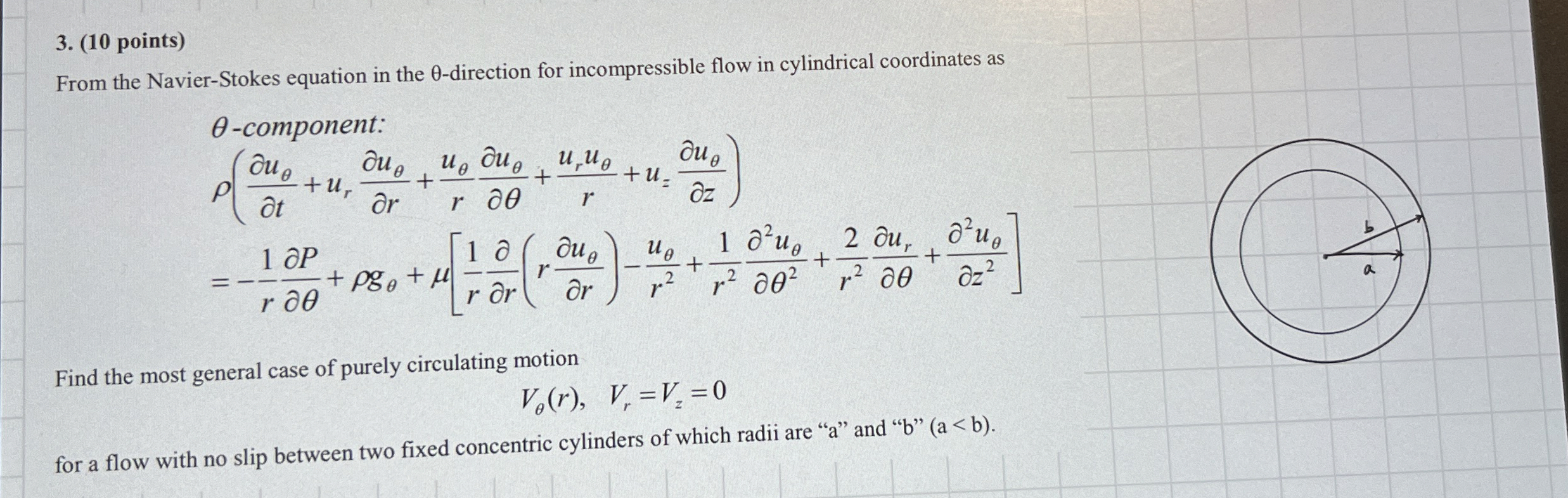 ( 1 0 points ) From the Navier - Stokes equation