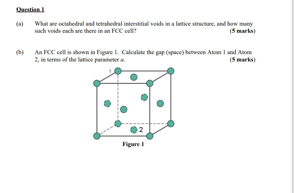 Question 1 ( a ) What are octahedral and