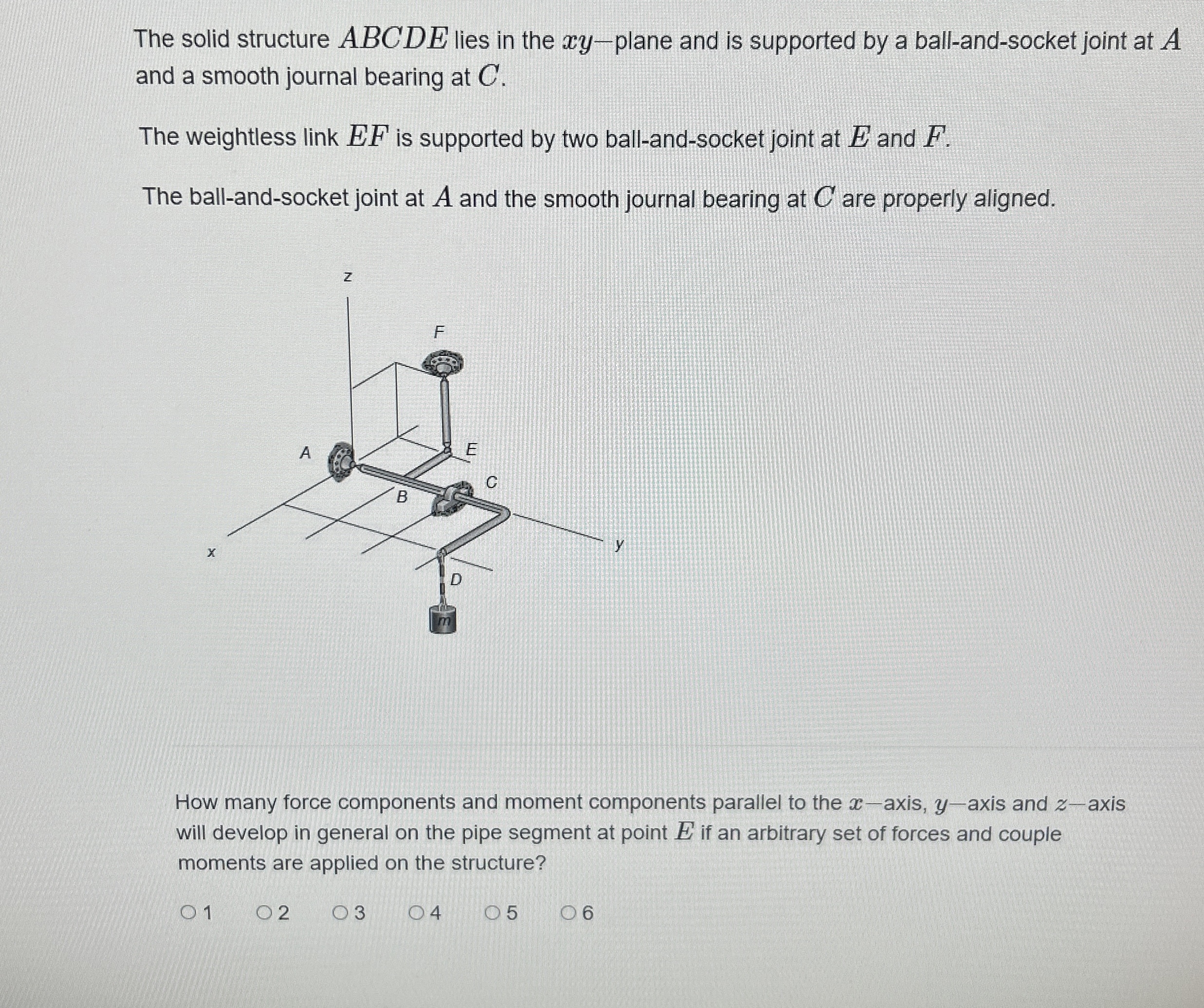 The solid structure ABCDE lies in the x y - plane