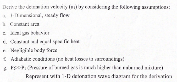 Derive the detonation velocity \ ( \ left ( \