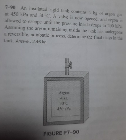 7 - 9 0 An insulated rigid tank contains 4 kg of
