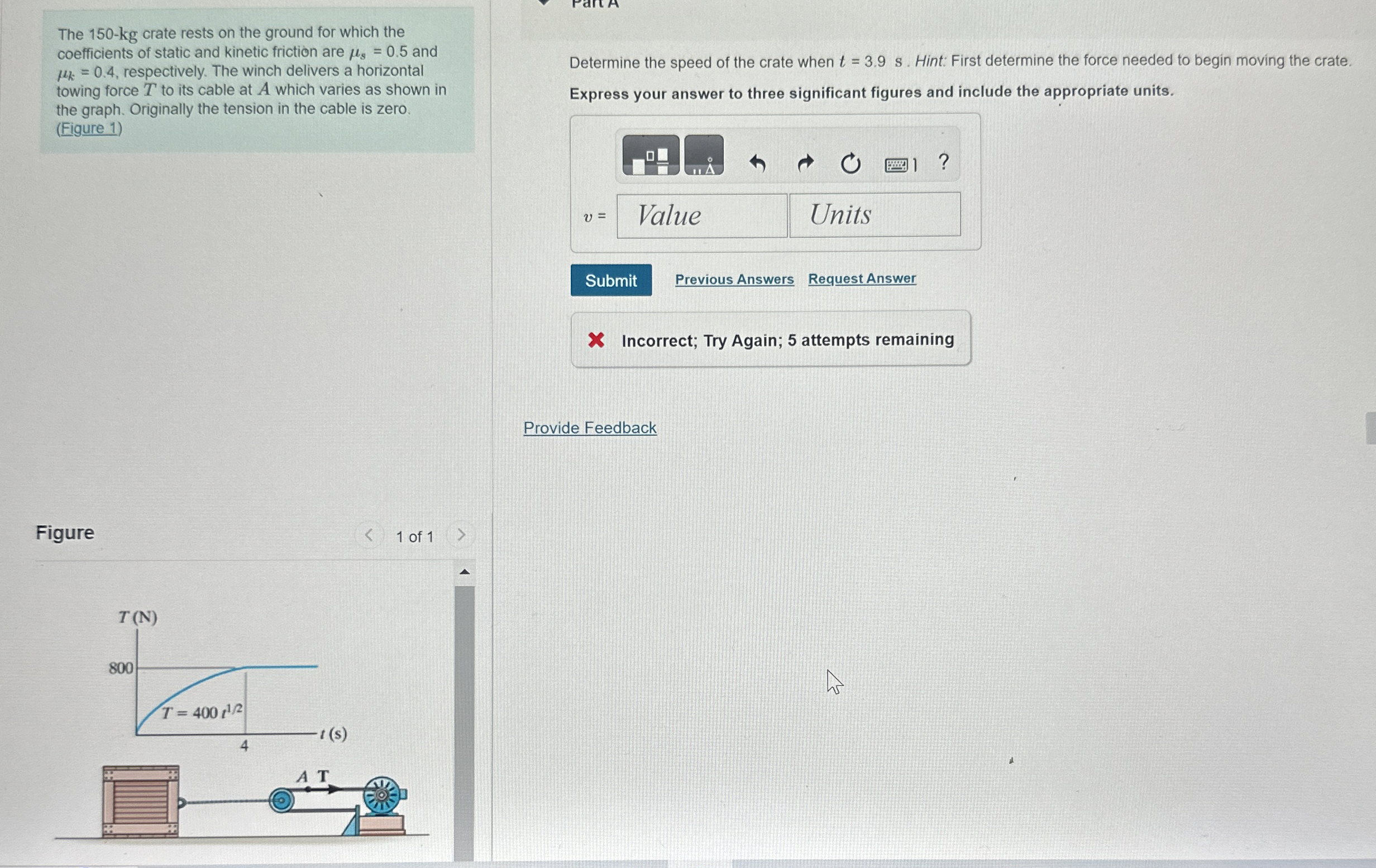 The 1 5 0 - k g crate rests on the ground for