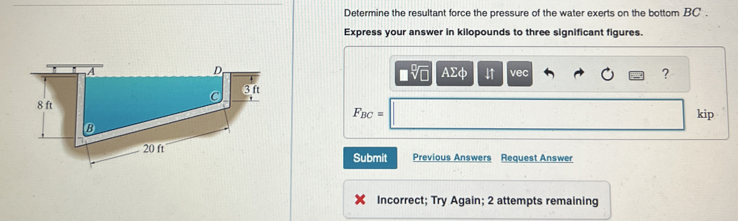 Determine the resultant force the pressure of the