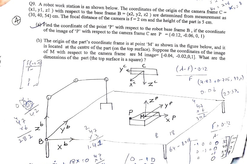Q 9 . A robot work station is as shown below. The