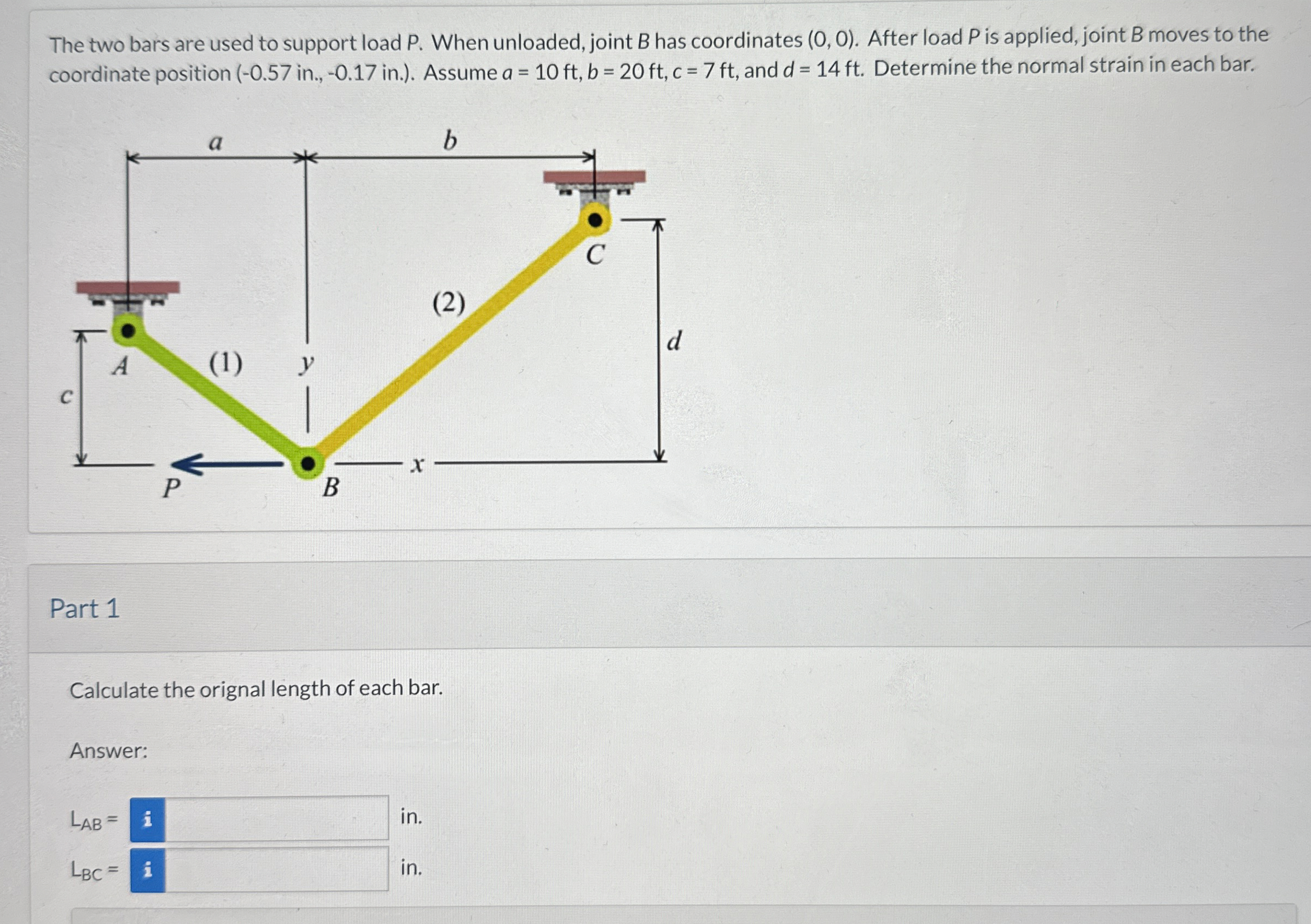 The two bars are used to support load P . When
