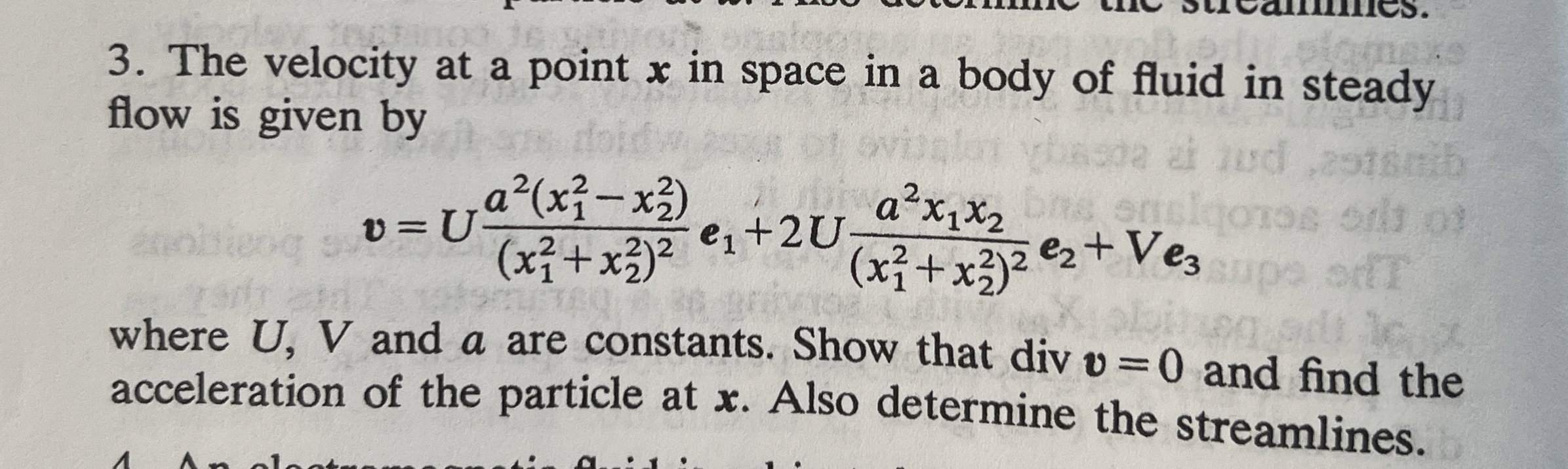 The velocity at a point x in space in a body of