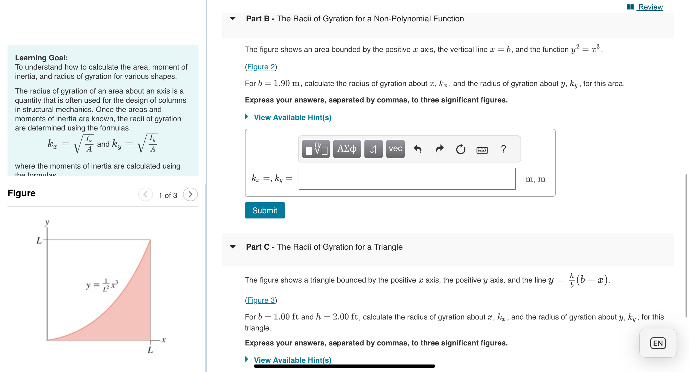 Review Part B - The Radii of Gyration for a Non -