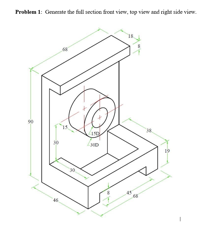 Problem 1 : Generate the full section front view,