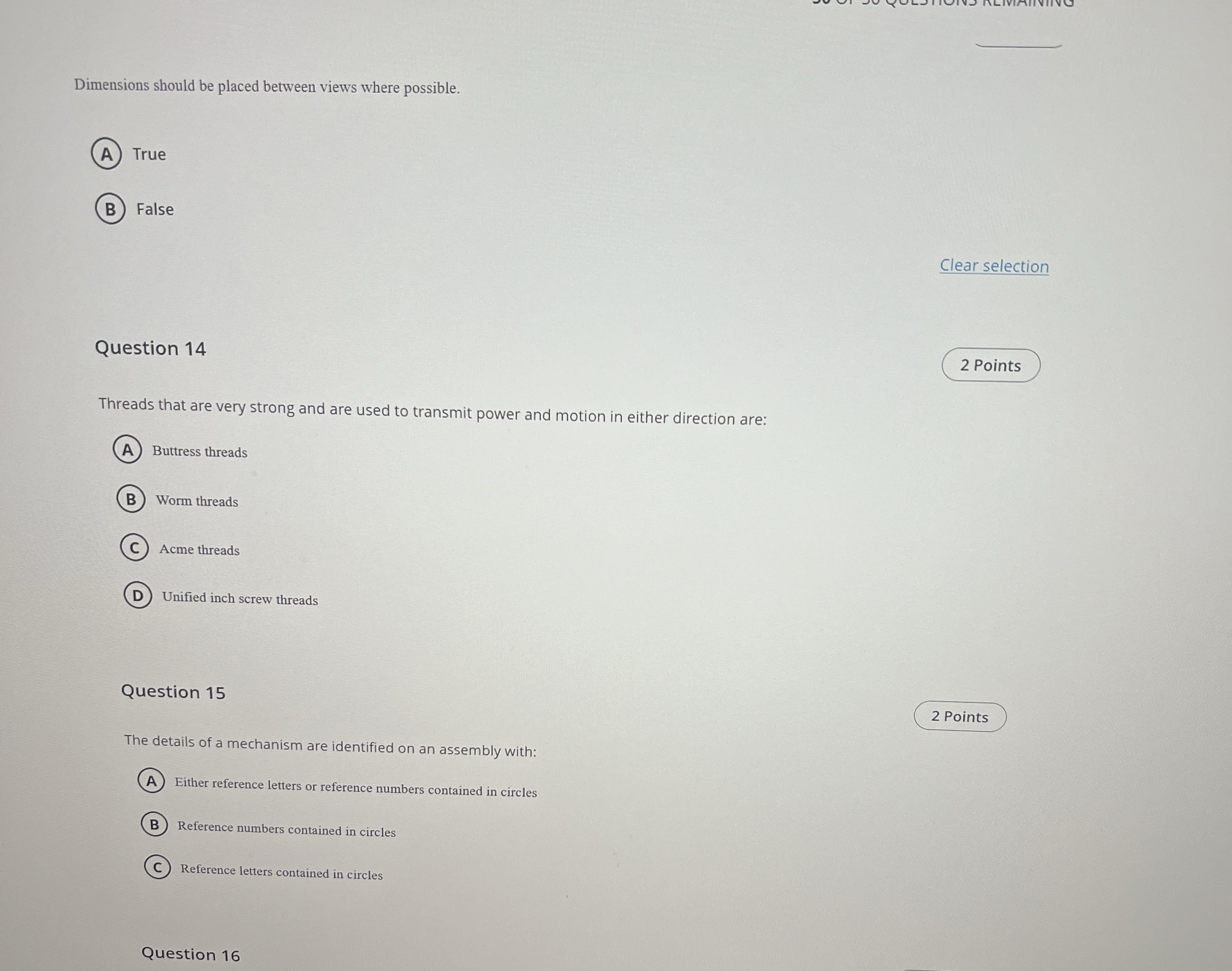 Dimensions should be placed between views where