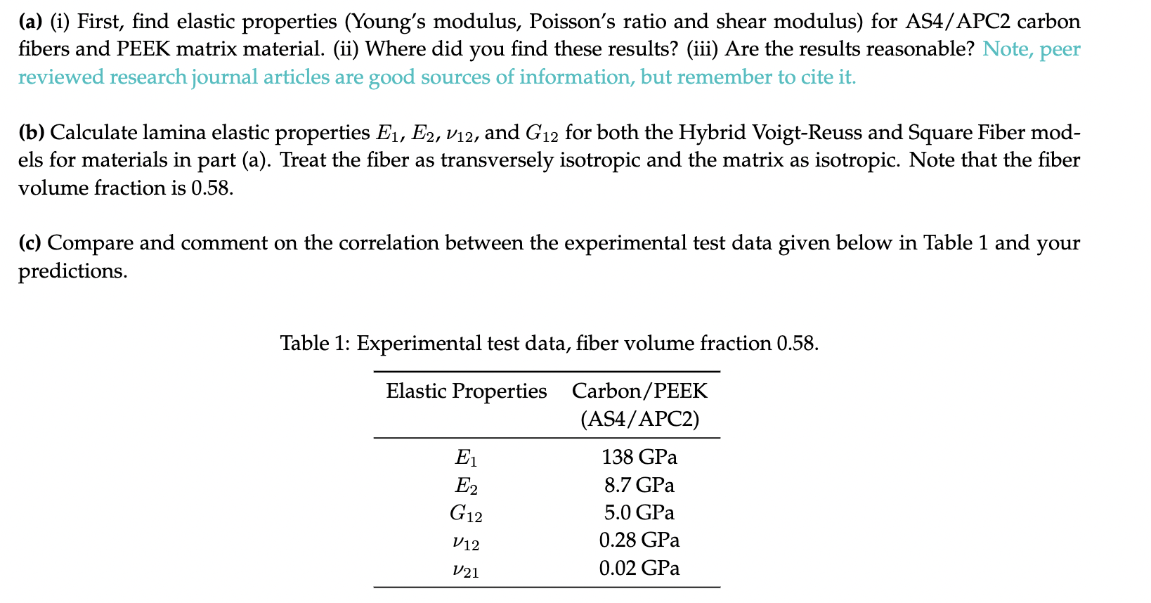 ( a ) ( i ) First, find elastic properties (