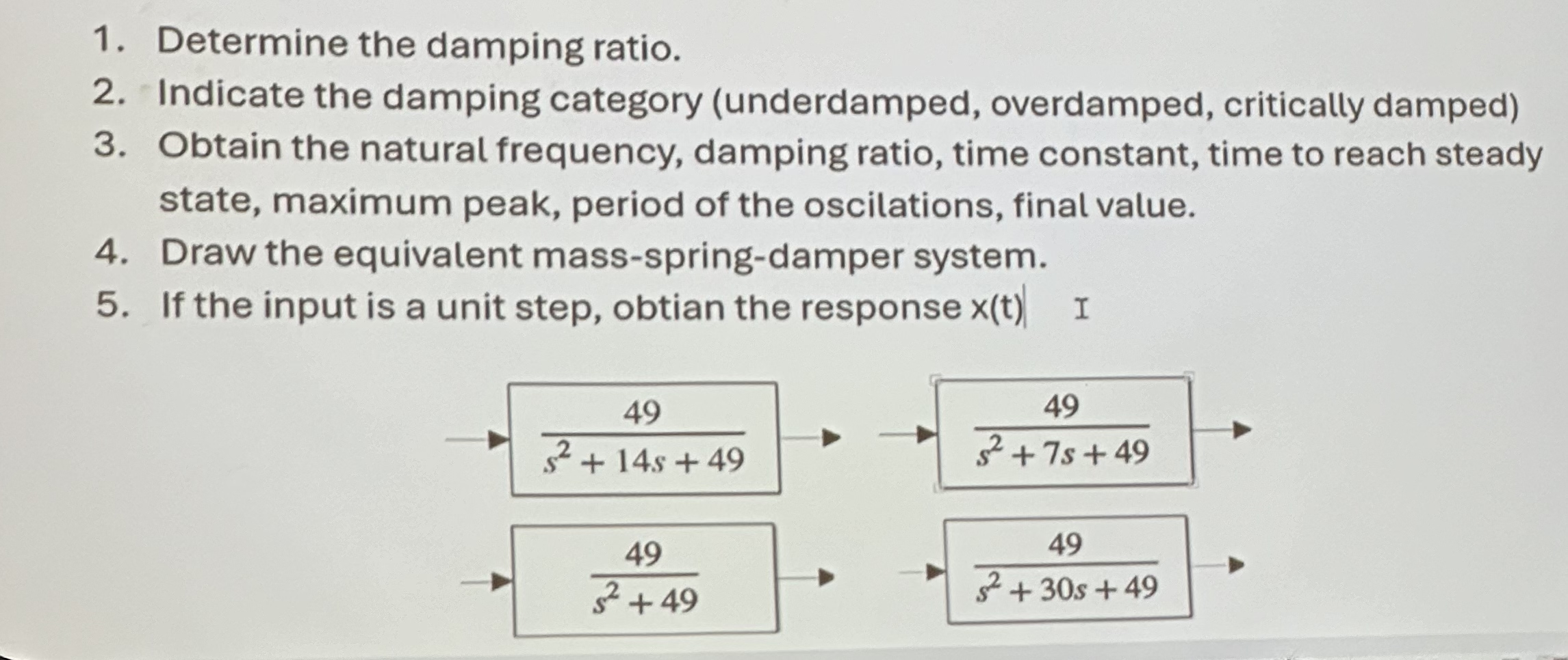 Determine the damping ratio. Indicate the damping