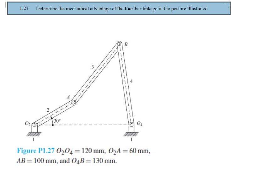 1 . 2 7 Determine the mechanical advantage of the