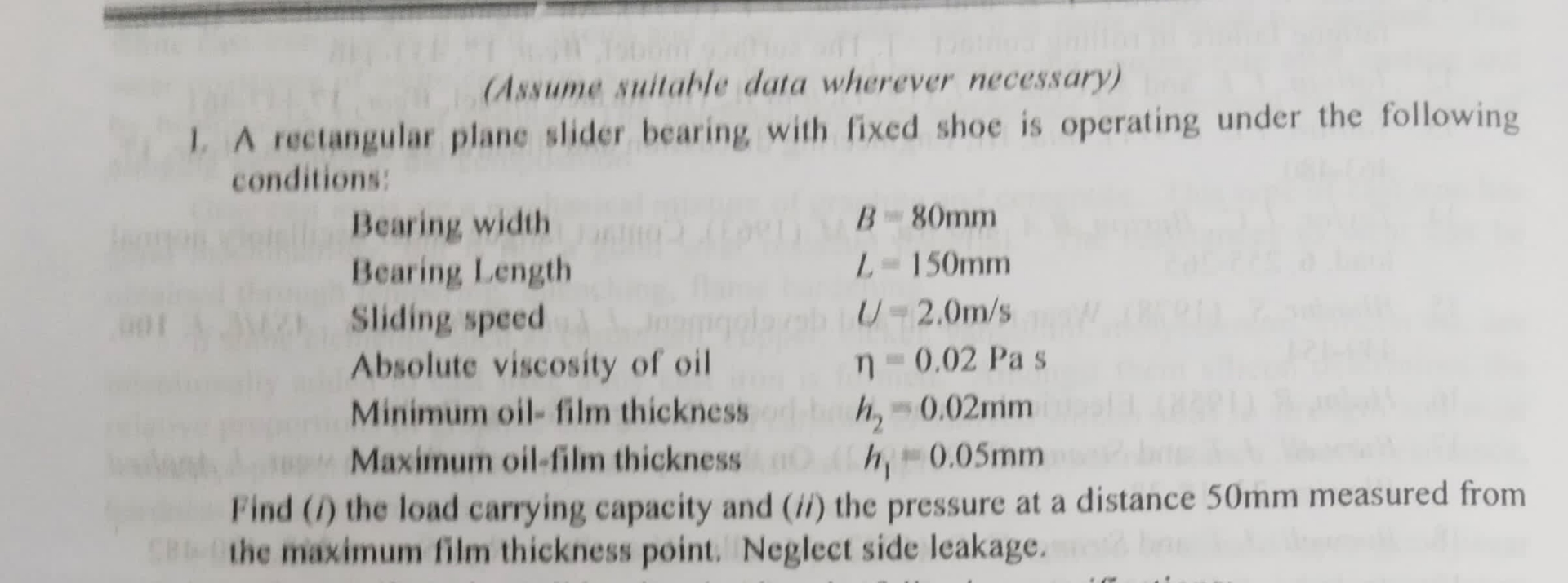 ( Assume sultable data wherever necessary ) A