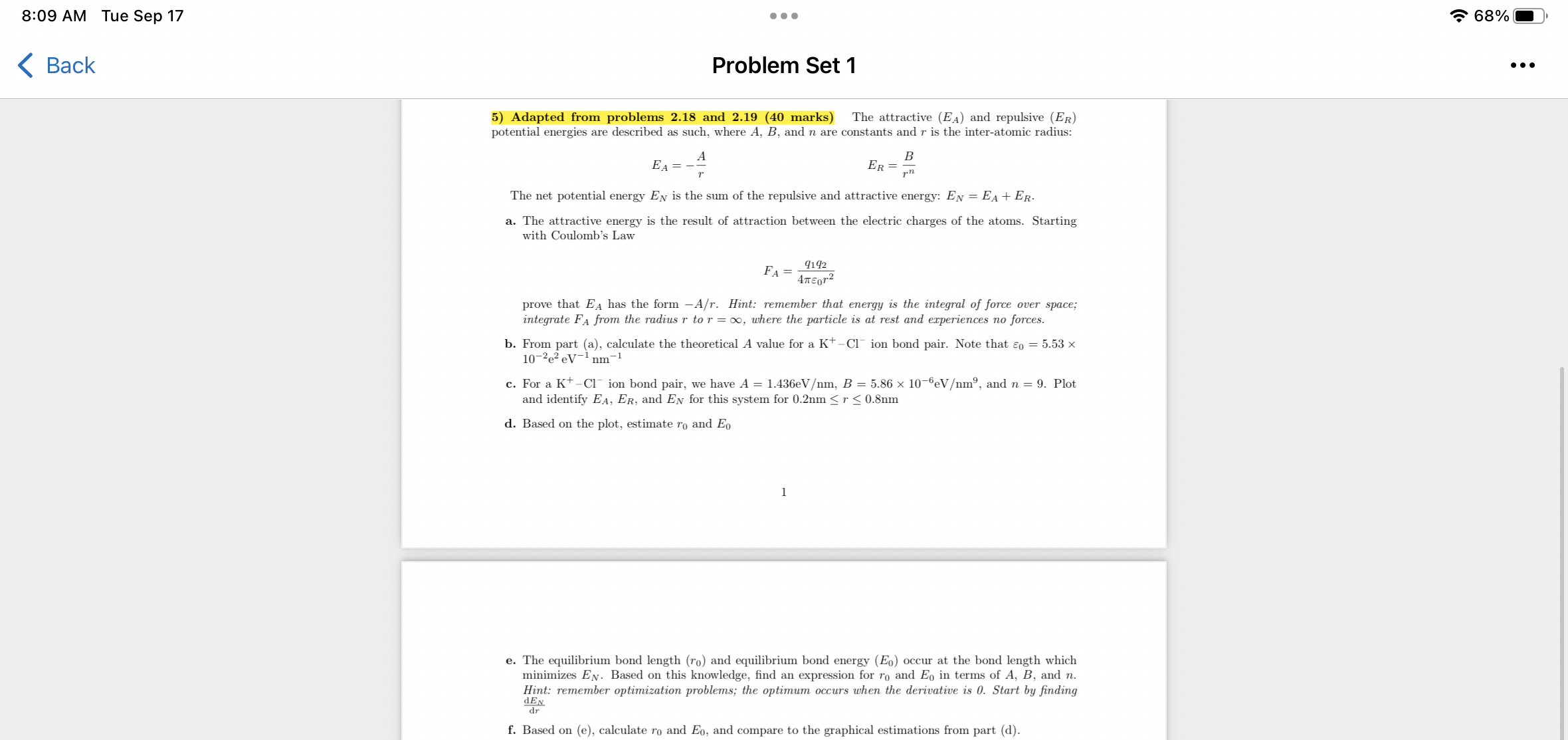 Adapted from problems 2 . 1 8 and 2 . 1 9 ( 4 0