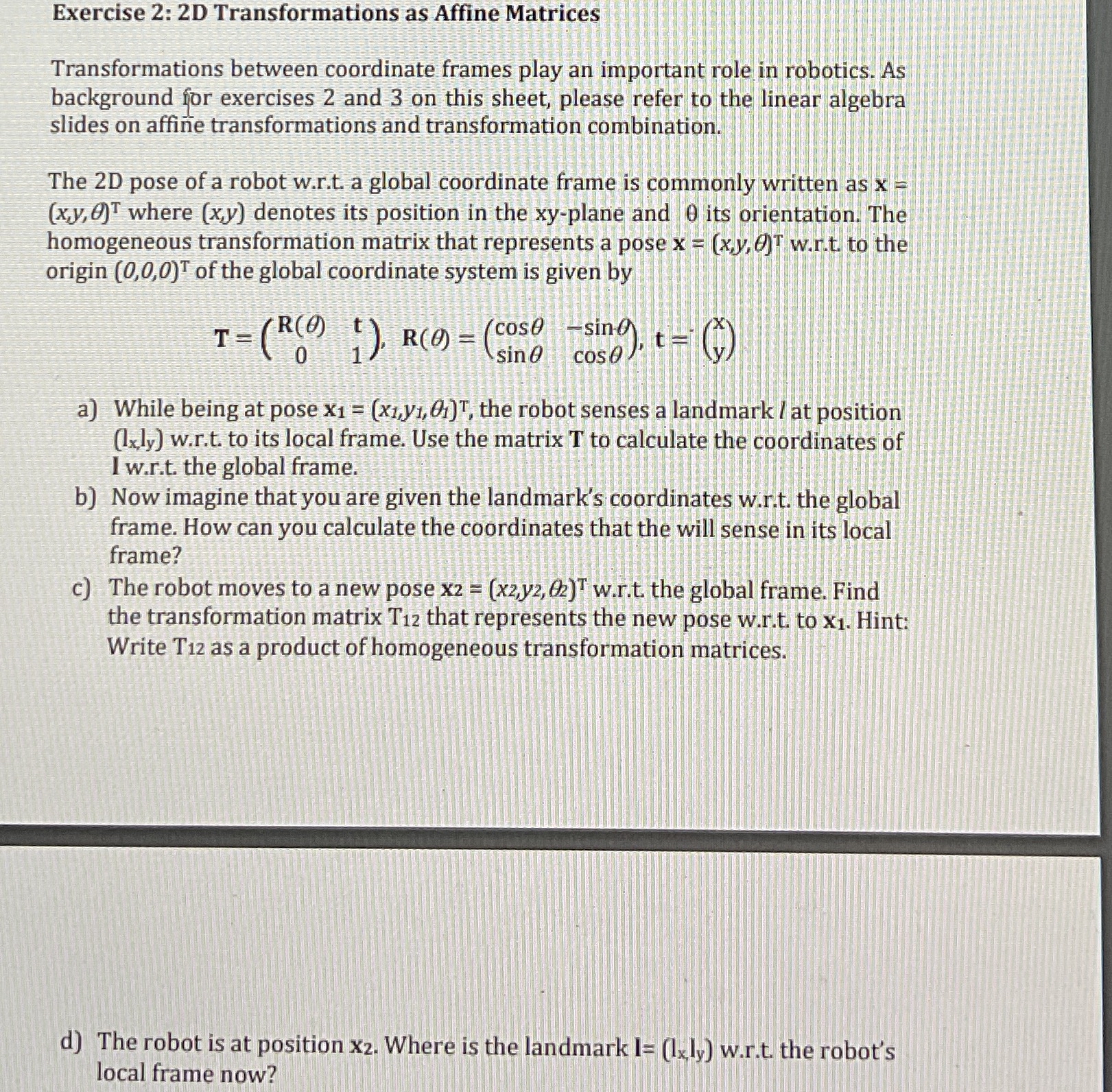Exercise 2 : 2 D Transformations as Affine