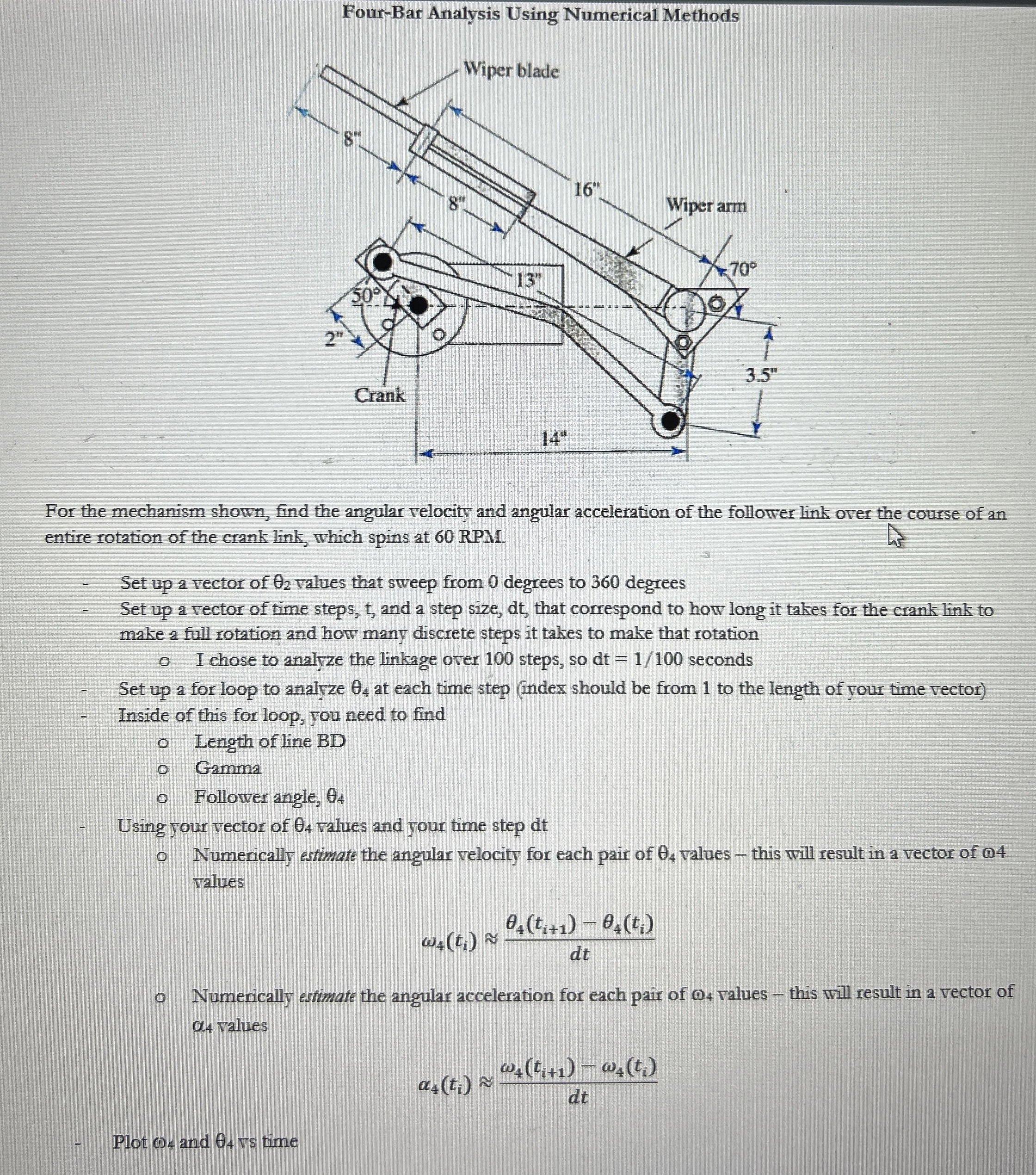 Four - Bar Analysis Using Numerical Methods For