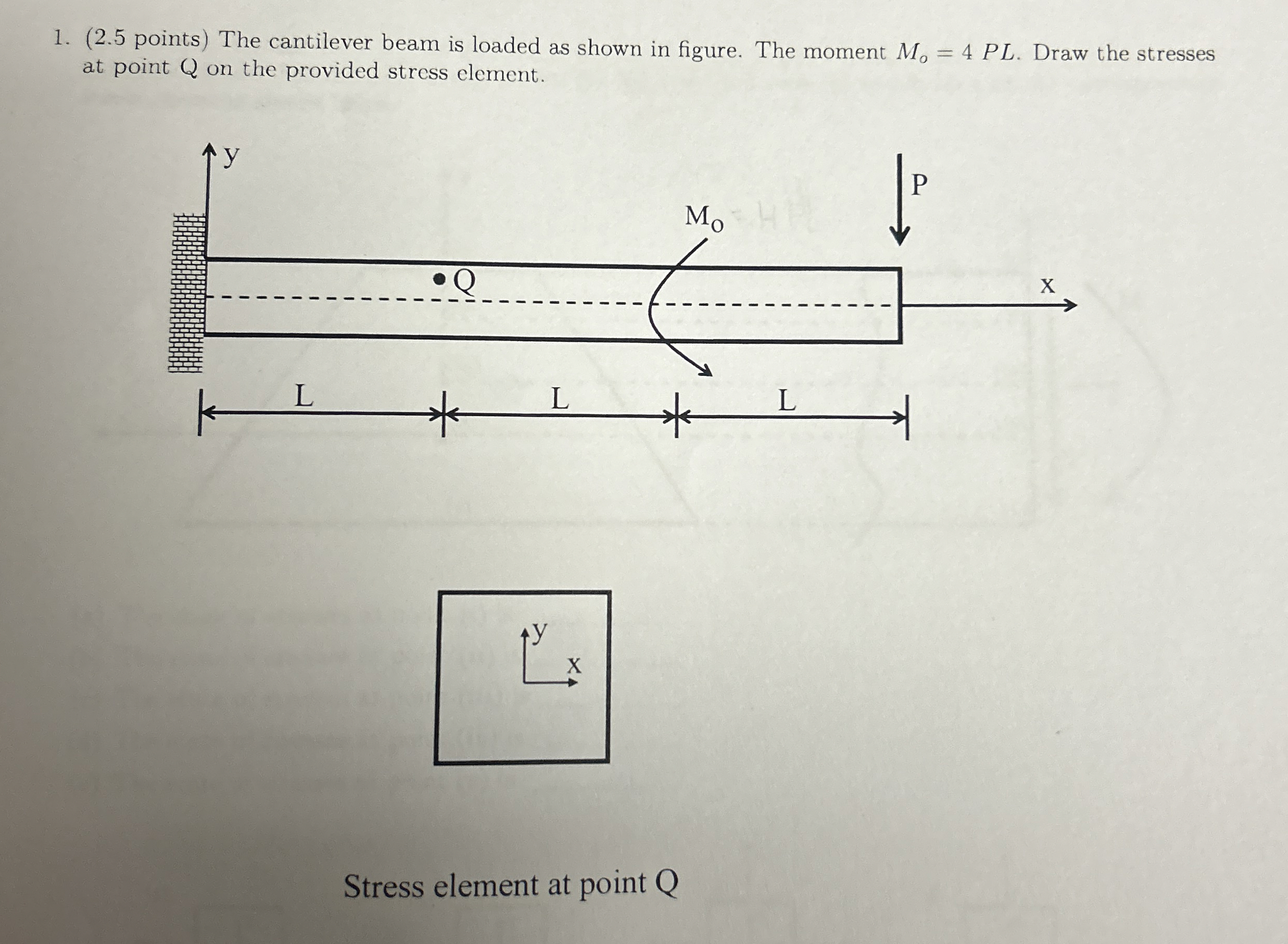 ( 2 . 5 points ) The cantilever beam is loaded as