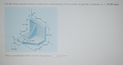 For the stop bracket shown, lacate the x
