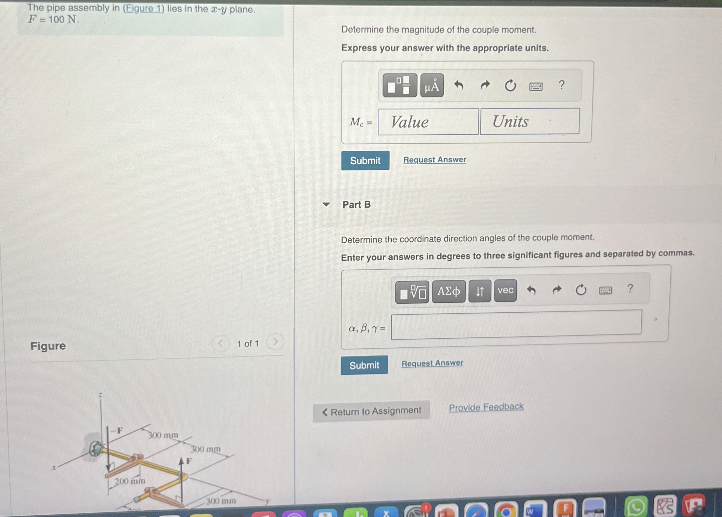 The pipe assembly in ( Figure 1 ) lies in the x -