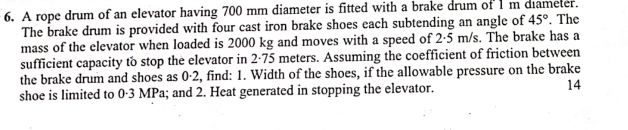 A rope drum of an elevator having 7 0 0 mm