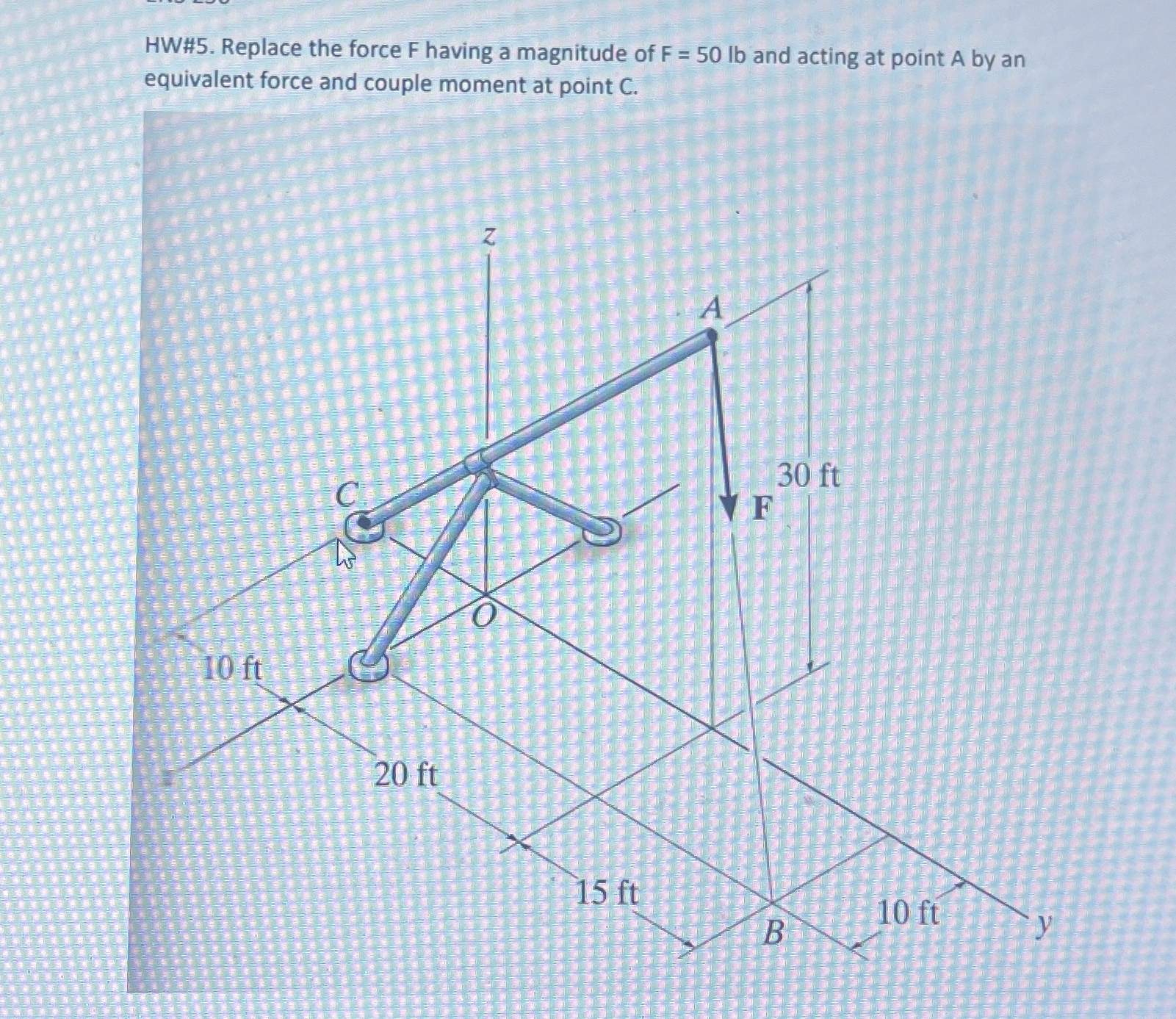 HW# 5 . Replace the force F having a magnitude of