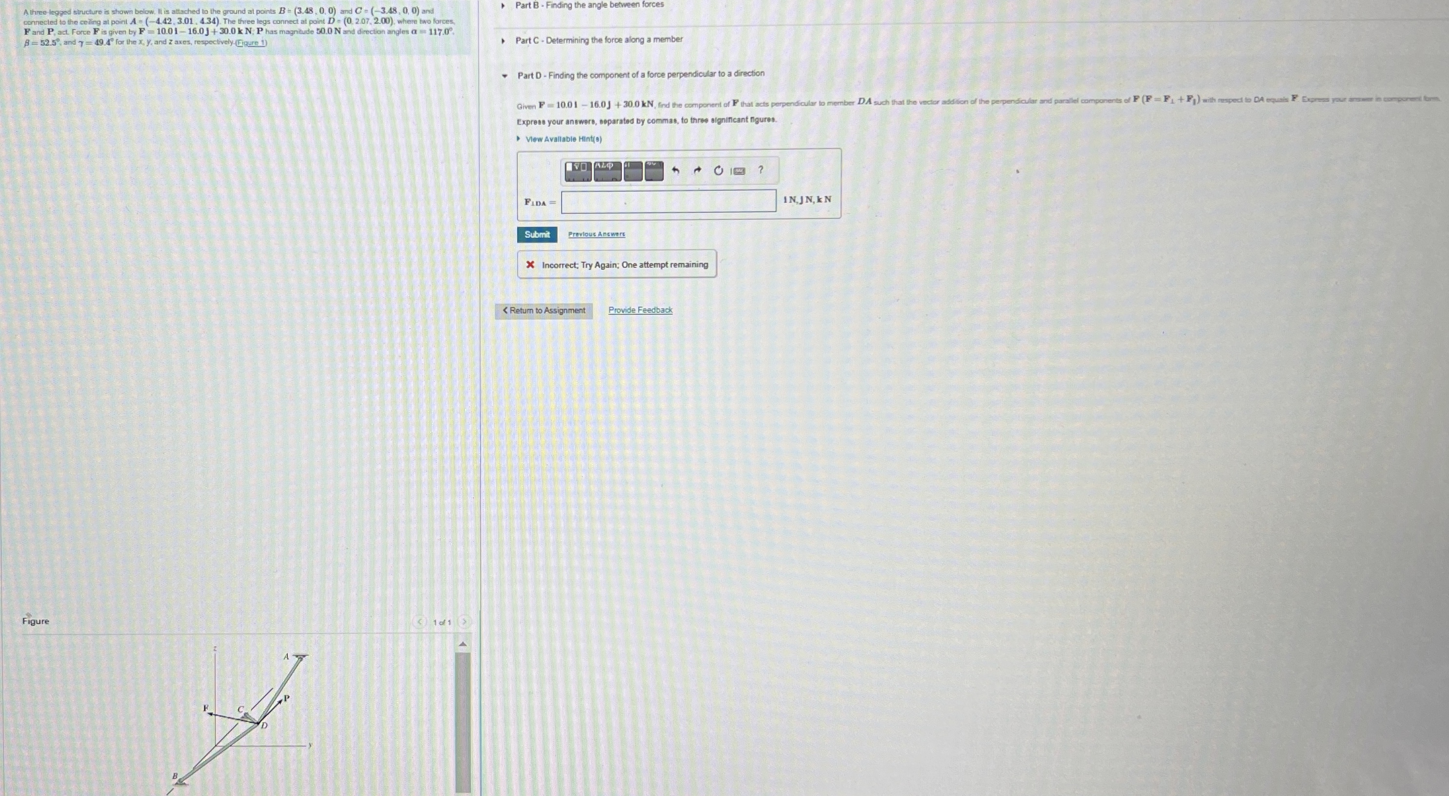 A three legged structure is shown below. It is