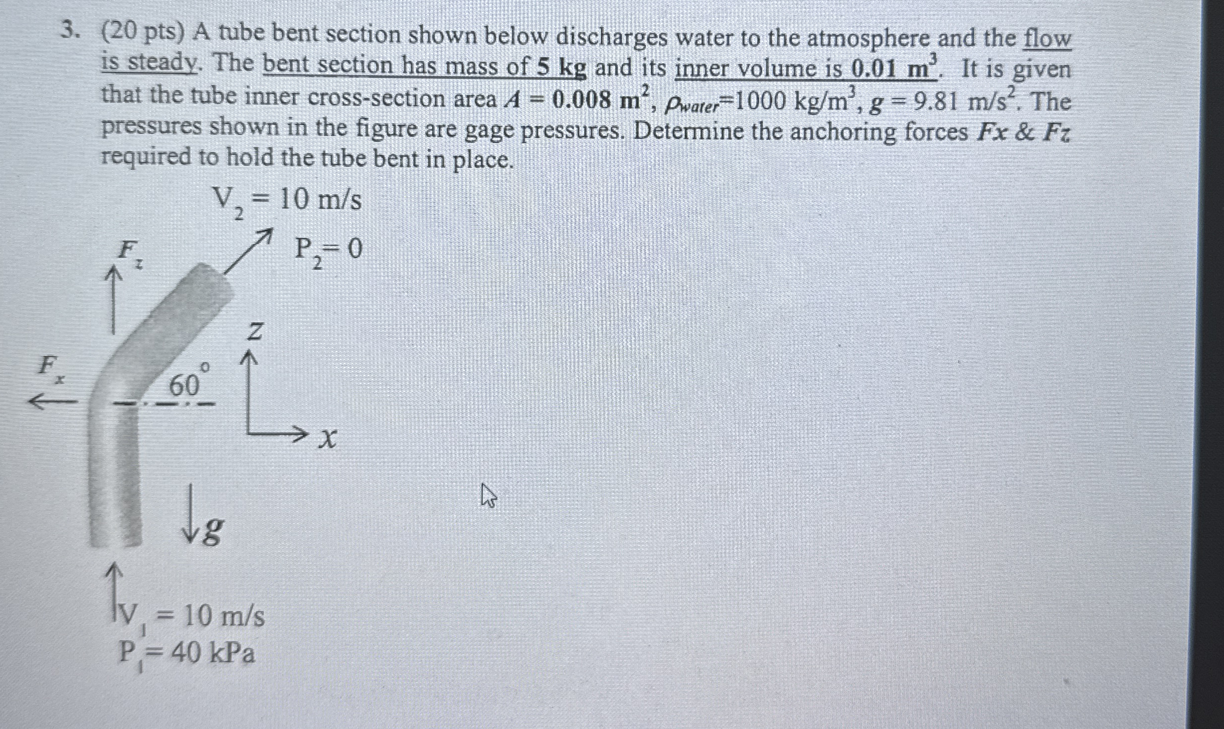 Use linear momentum equation show steps clearly