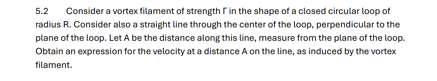 5 . 2 Consider a vortex filament of strength \ (